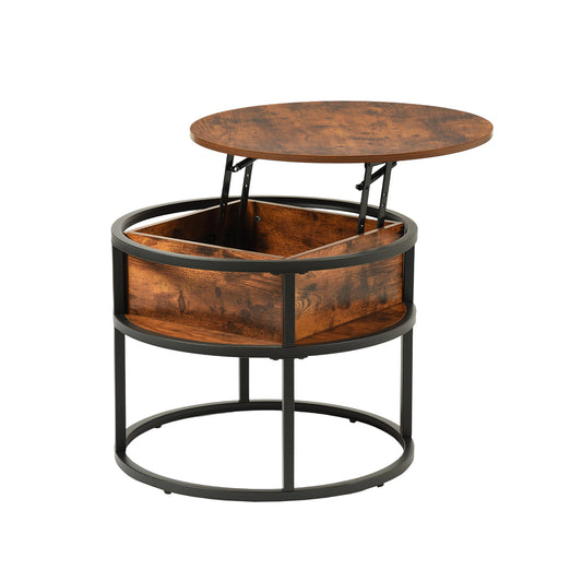 Round Lift-away Coffee Table with Hidden Storage -ROSS
