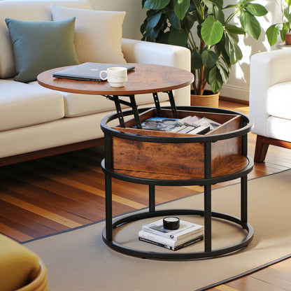 Round Lift-away Coffee Table with Hidden Storage -ROSS