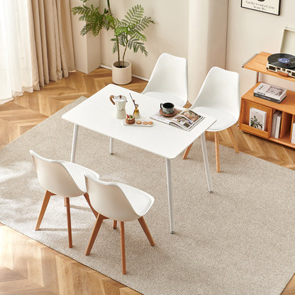 SAGE Rectangular Interrupted Dining Table with Beech Legs - White