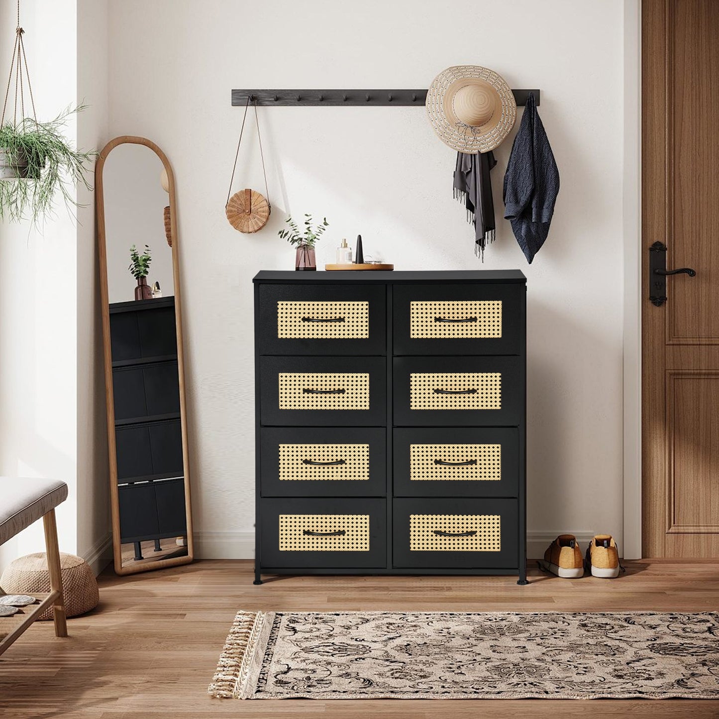 Cabinet for Entryway 80cm with Iron Legs-Black-SAUK