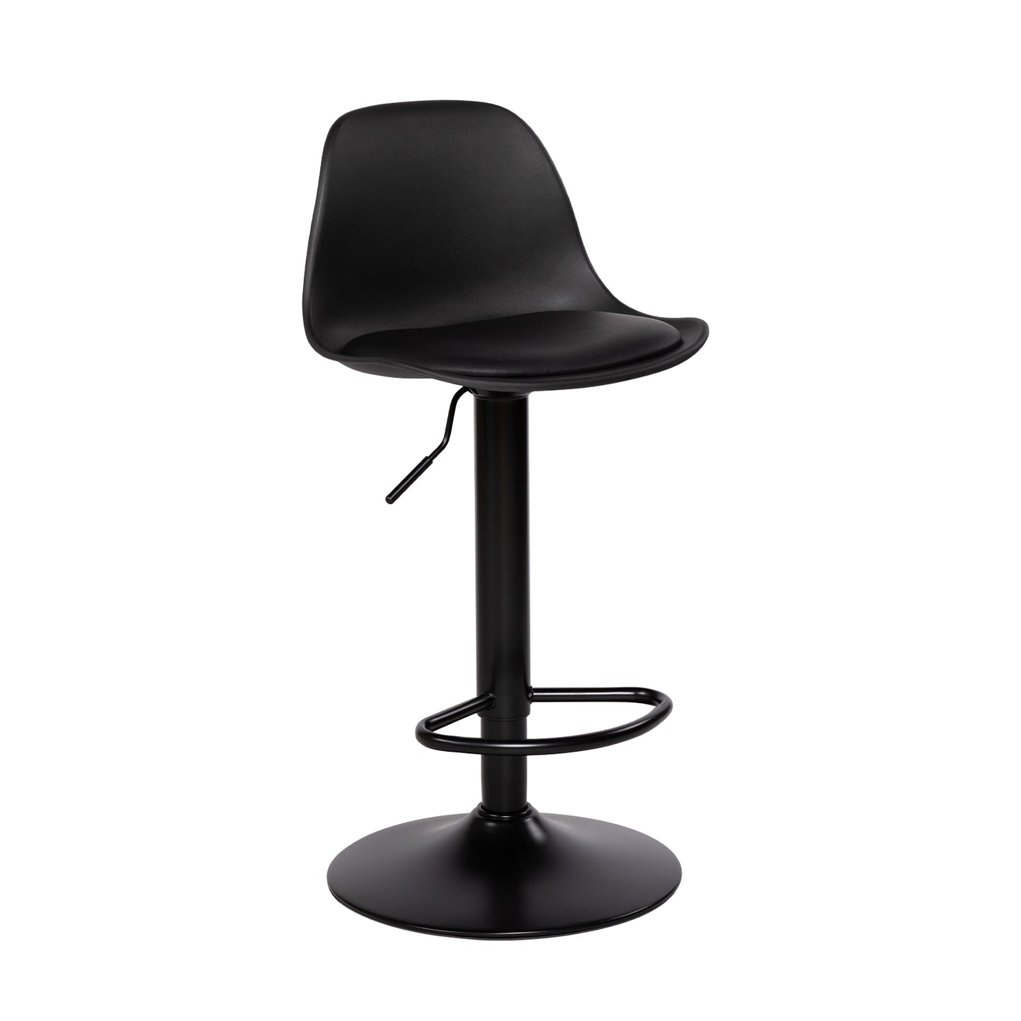 SLATER Modern Adjustable Bar Chair With Backrest and Footrests Set of 2- Black