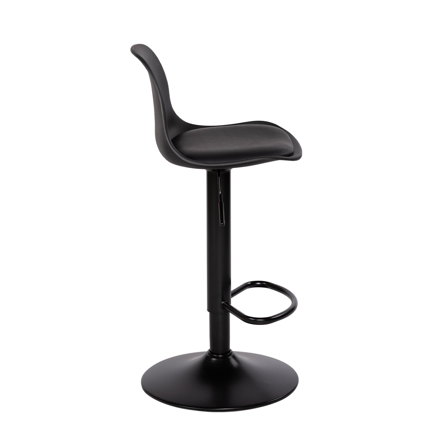 SLATER Modern Adjustable Bar Chair With Backrest and Footrests Set of 2- Black