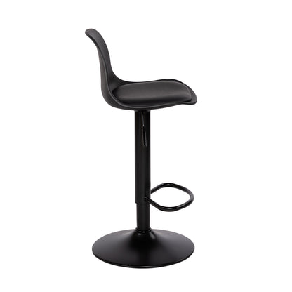 SLATER Modern Adjustable Bar Chair With Backrest and Footrests Set of 2- Black