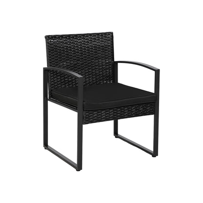 5 Piece Rattan Garden Furniture Set, 2 Armchairs + 2 Footstools + 1 Table-Black