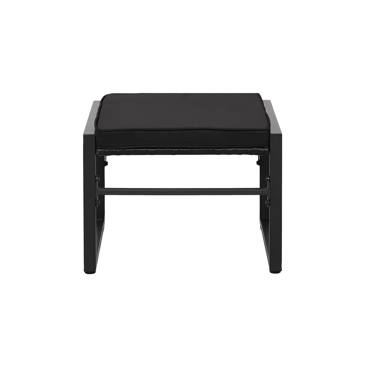 5 Piece Rattan Garden Furniture Set, 2 Armchairs + 2 Footstools + 1 Table-Black