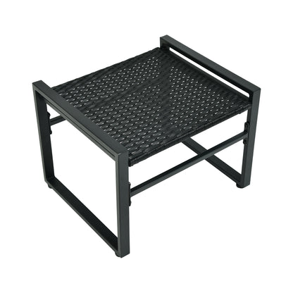 5 Piece Rattan Garden Furniture Set, 2 Armchairs + 2 Footstools + 1 Table-Black