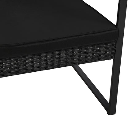 5 Piece Rattan Garden Furniture Set, 2 Armchairs + 2 Footstools + 1 Table-Black