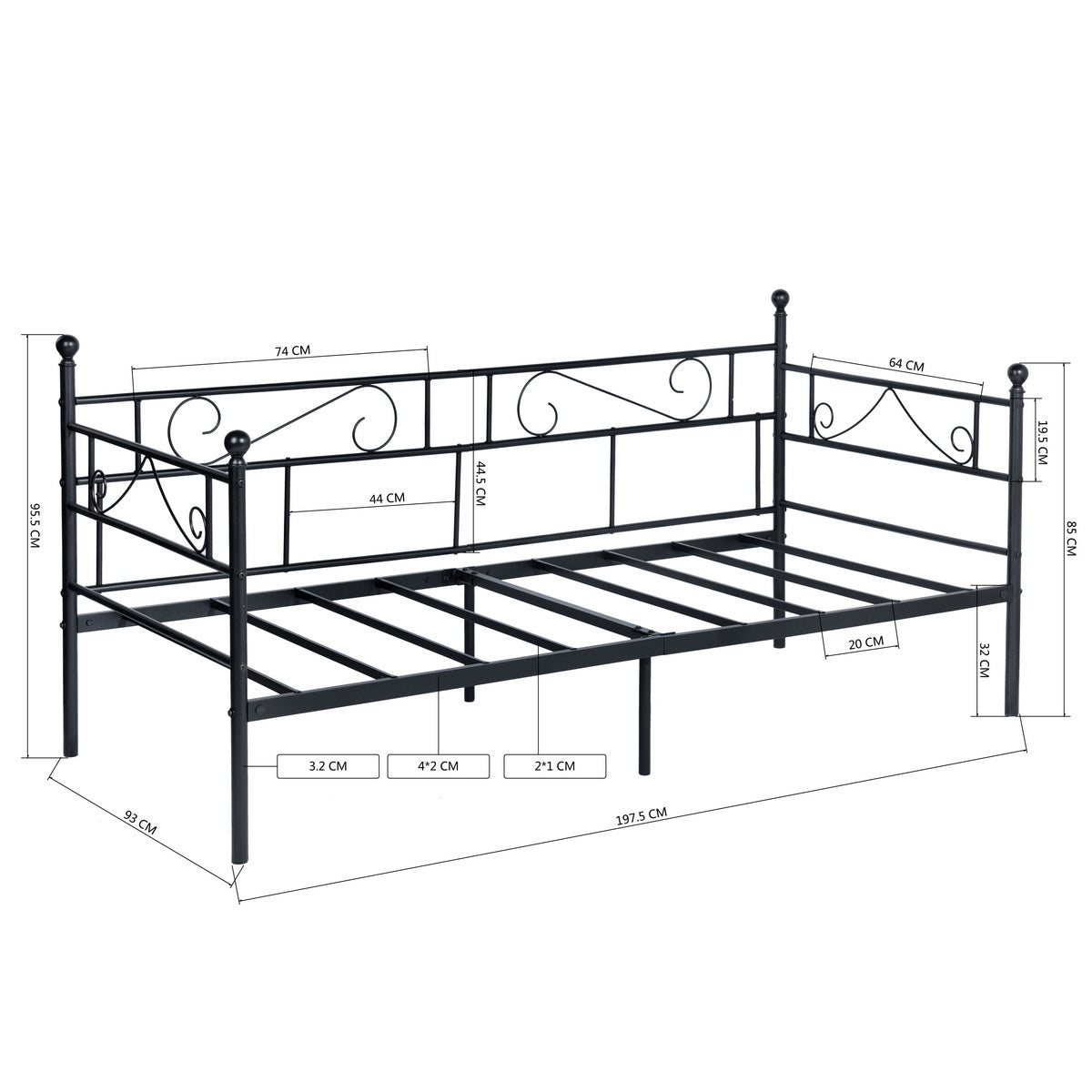 SOROSIS Single Metal Sofa Bed Frame