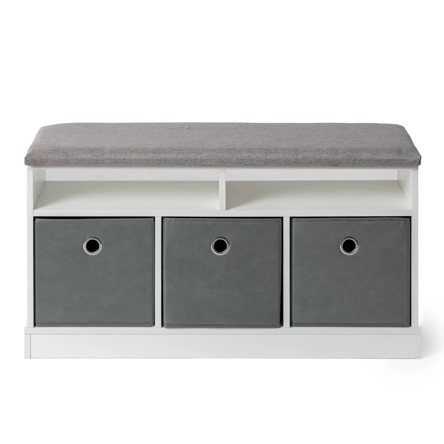 EGGREE Storage Bench with 3 Drawers & Removable Seat Cushion, Shoe Cabinet Shoe Bench-White-STUART