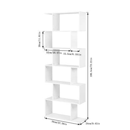 TILDEN Bookcase, Standing Shelf, Office Shelf, Room Divider with 6 Compartments-White