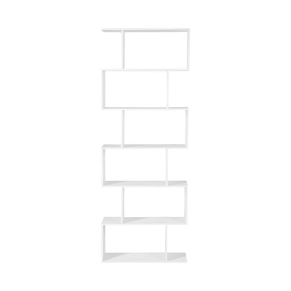 TILDEN Bookcase, Standing Shelf, Office Shelf, Room Divider with 6 Compartments-White