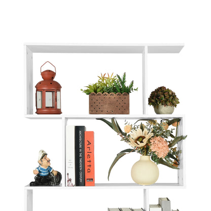 TILDEN Bookcase, Standing Shelf, Office Shelf, Room Divider with 6 Compartments-White