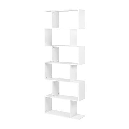 TILDEN Bookcase, Standing Shelf, Office Shelf, Room Divider with 6 Compartments-White