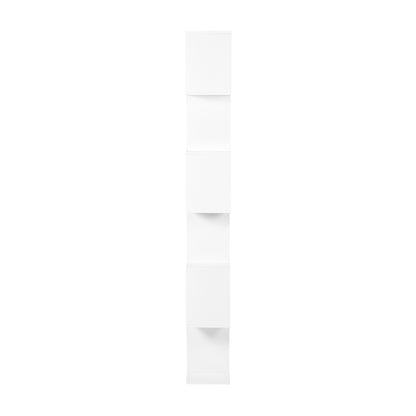 TILDEN Bookcase, Standing Shelf, Office Shelf, Room Divider with 6 Compartments-White