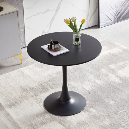 TULIP Trestle Dining Table 80cm - White/Black/Marble