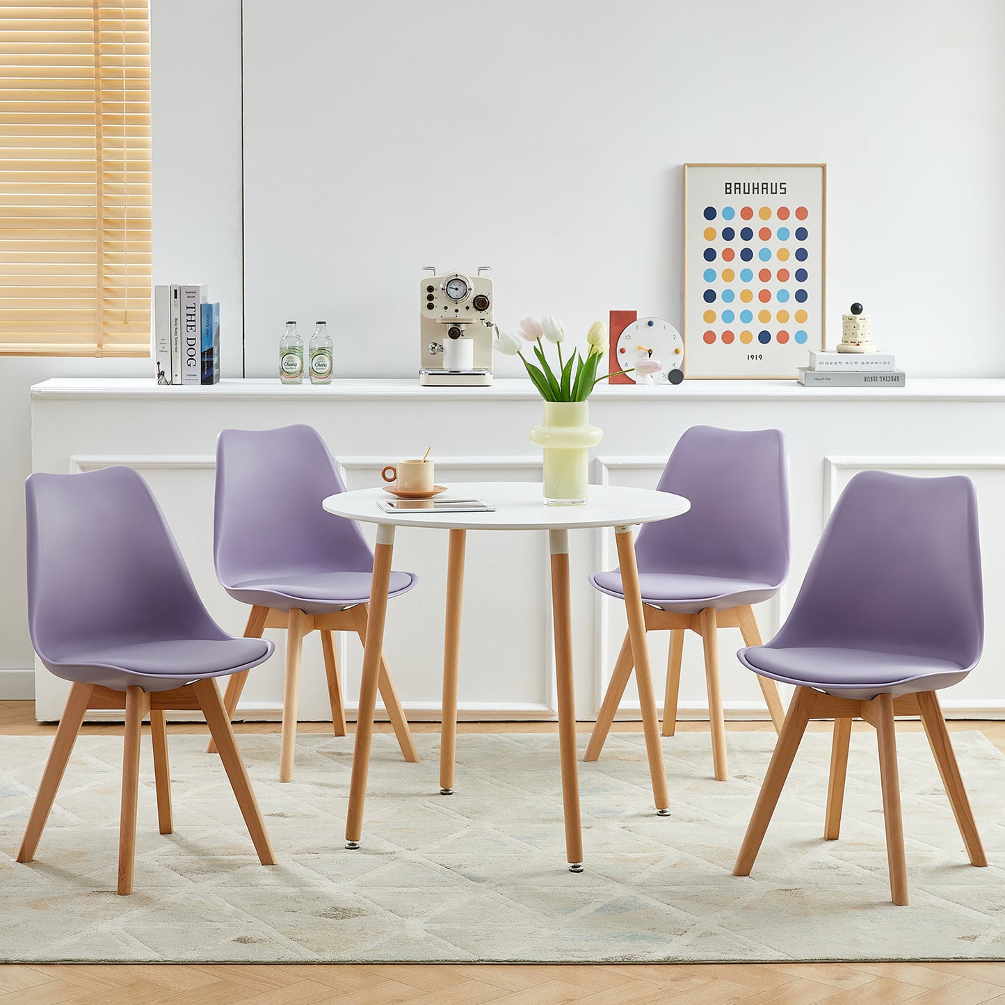 TULIP Dining Chair Set of 1/2/4 With Green and Purple