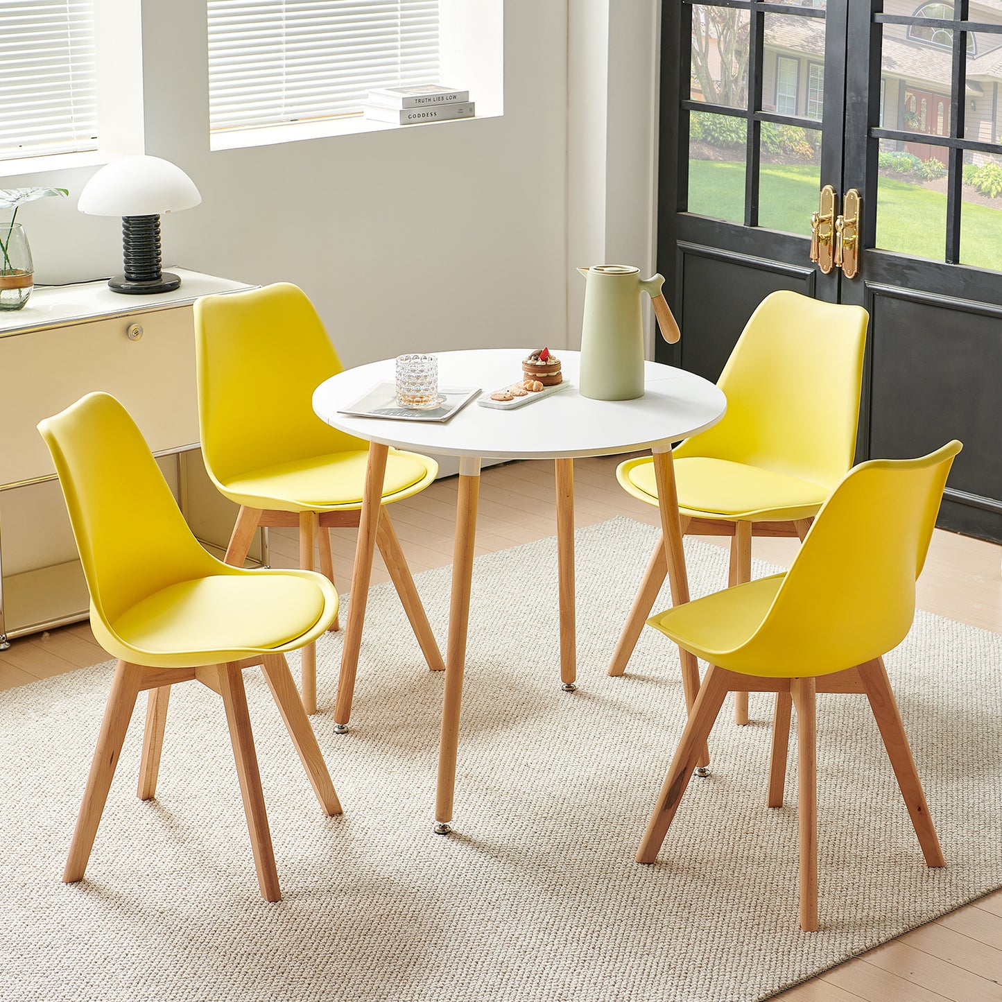 Upholstered Dining Chairs (Set of 1/2/4) Tulip-Lemon Yellow