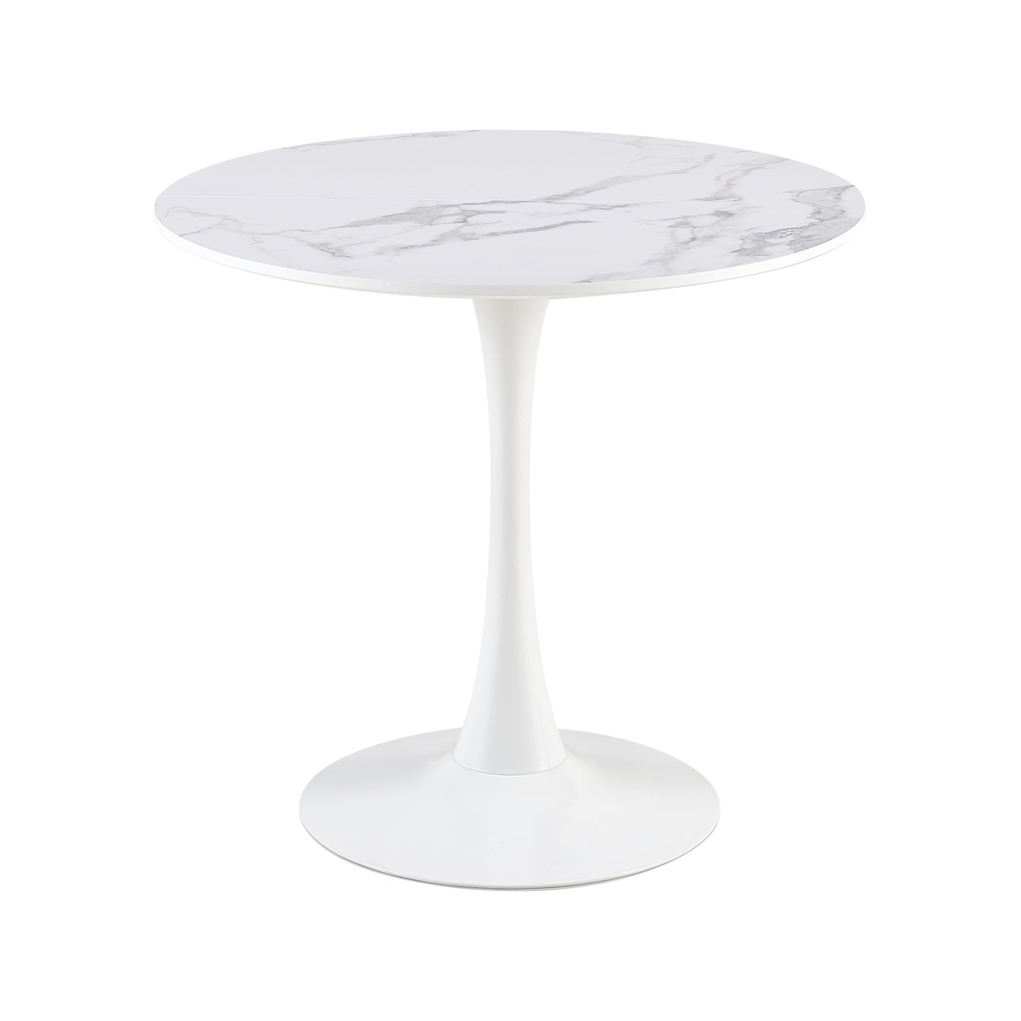 TULIP Trestle Dining Table 80cm - White/Black/Marble