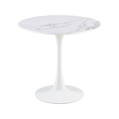 TULIP Trestle Dining Table - White/Black/Marble