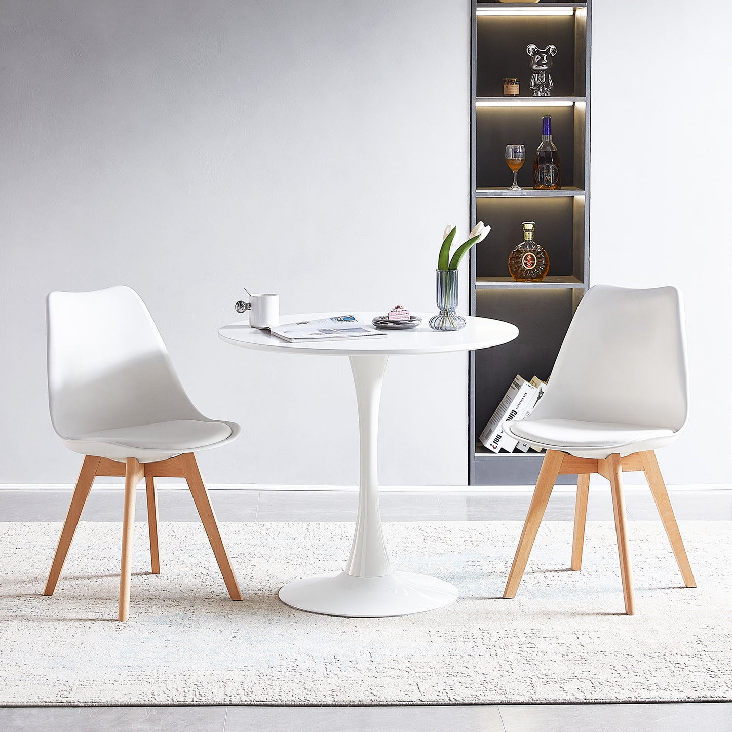 TULIP Trestle Dining Table With 70cm - White/Black