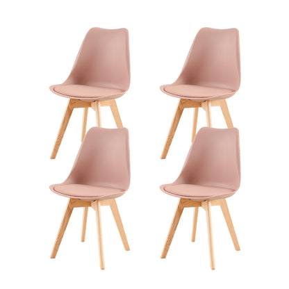 Dining Room Chairs Leather With Oak Legs (Set of 2/4) Tulip-Ice Cream Green and Bean Paste