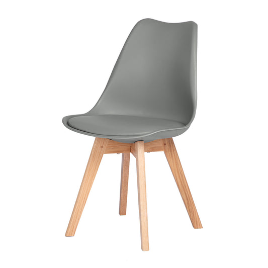 TULIP Dining Chair with OAK Legs-Grey/White Set of 4