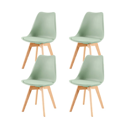 Dining Room Chairs Leather With Oak Legs (Set of 2/4) Tulip-Ice Cream Green and Bean Paste