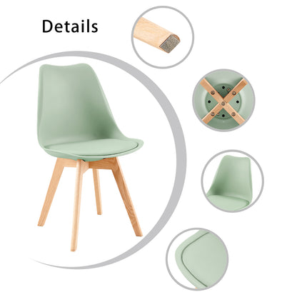 Dining Room Chairs Leather With Oak Legs (Set of 2/4) Tulip-Ice Cream Green and Bean Paste