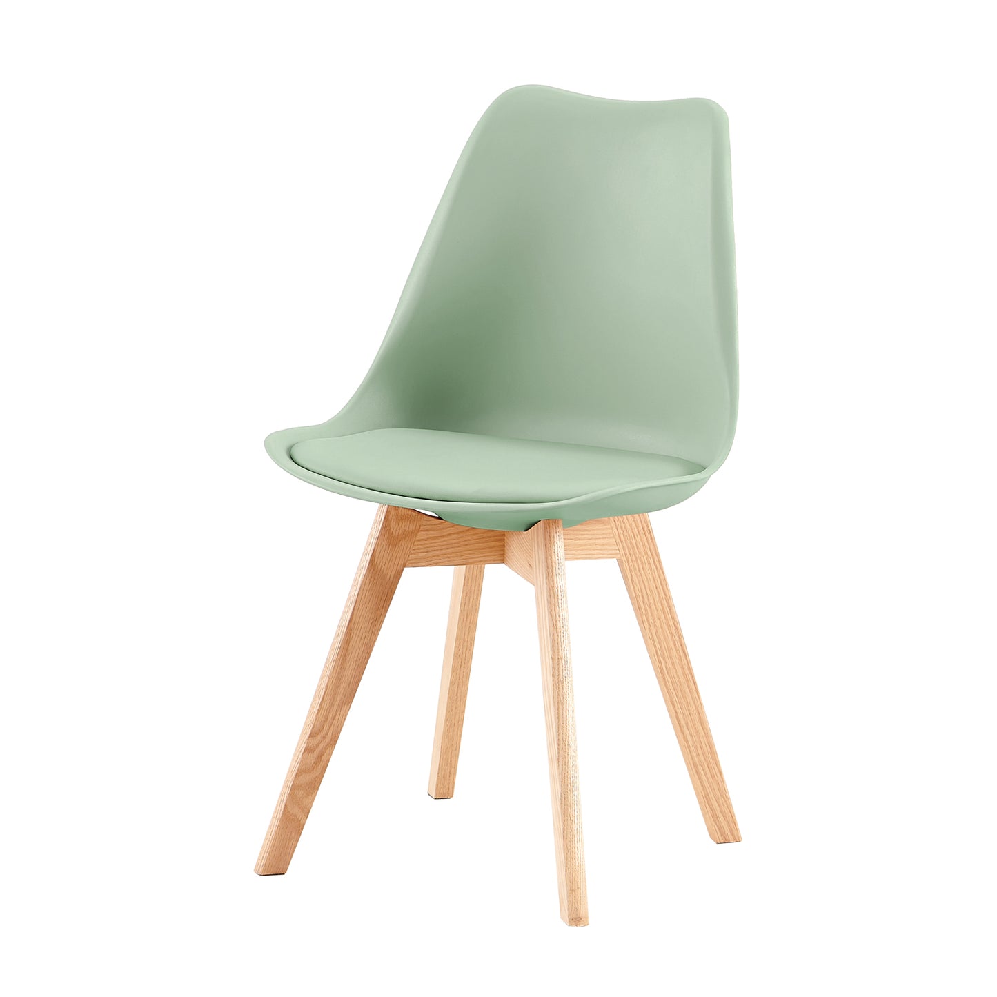 Dining Room Chairs Leather With Oak Legs (Set of 2/4) Tulip-Ice Cream Green and Bean Paste