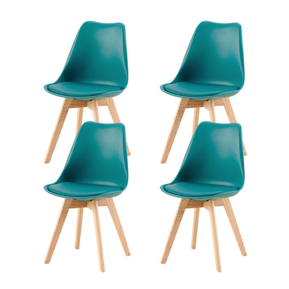 Oak Legs Upholstered Side Chair (Set of 2/4) Tulip-Yellow/Lake Blue