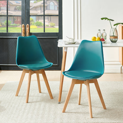 Oak Legs Upholstered Side Chair (Set of 2/4) Tulip-Yellow/Lake Blue