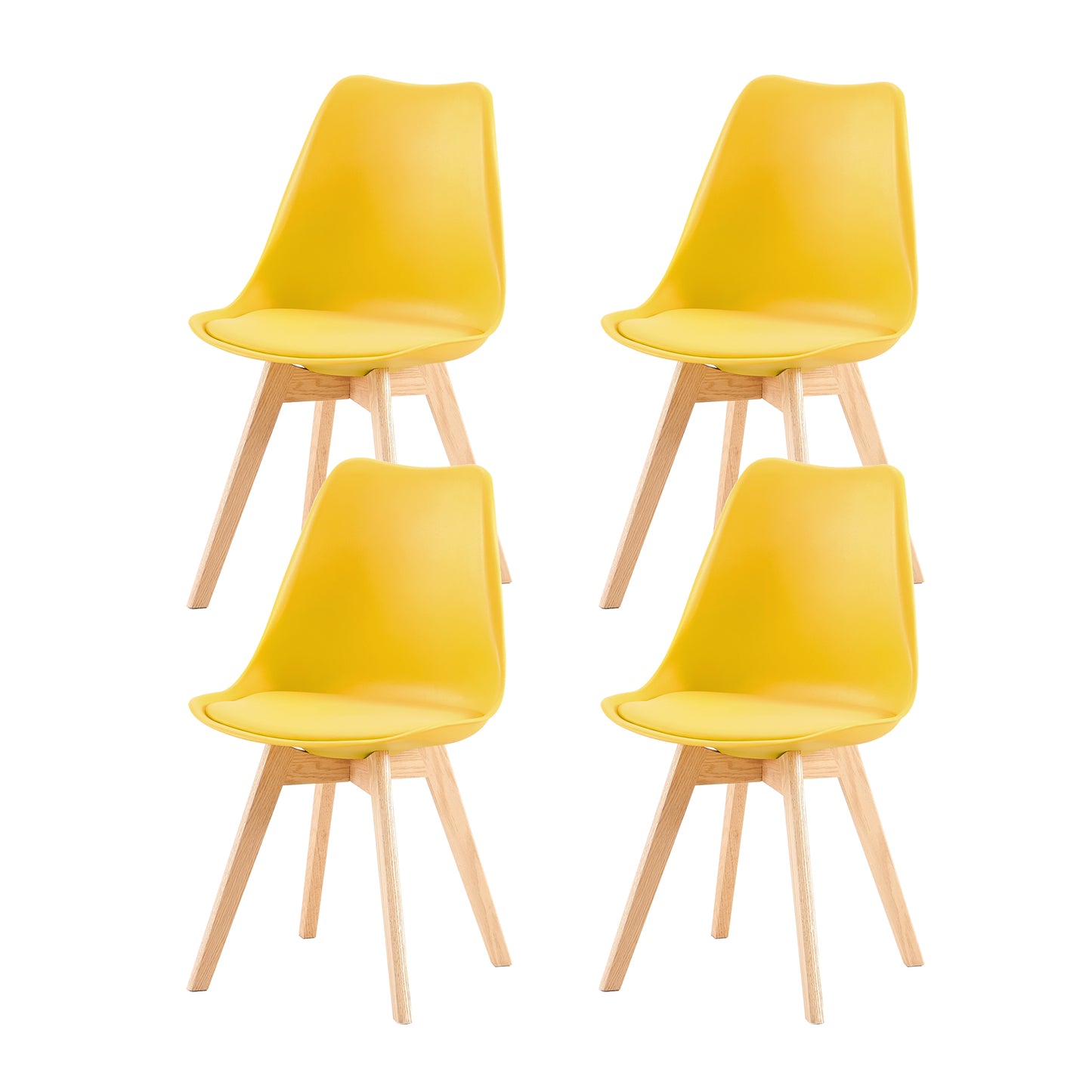 Oak Legs Upholstered Side Chair (Set of 2/4) Tulip-Yellow/Lake Blue