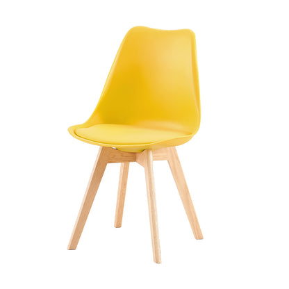 Sedia laterale imbottita con gambe in rovere (set da 2/4) Tulip-Yellow/Lake Blue