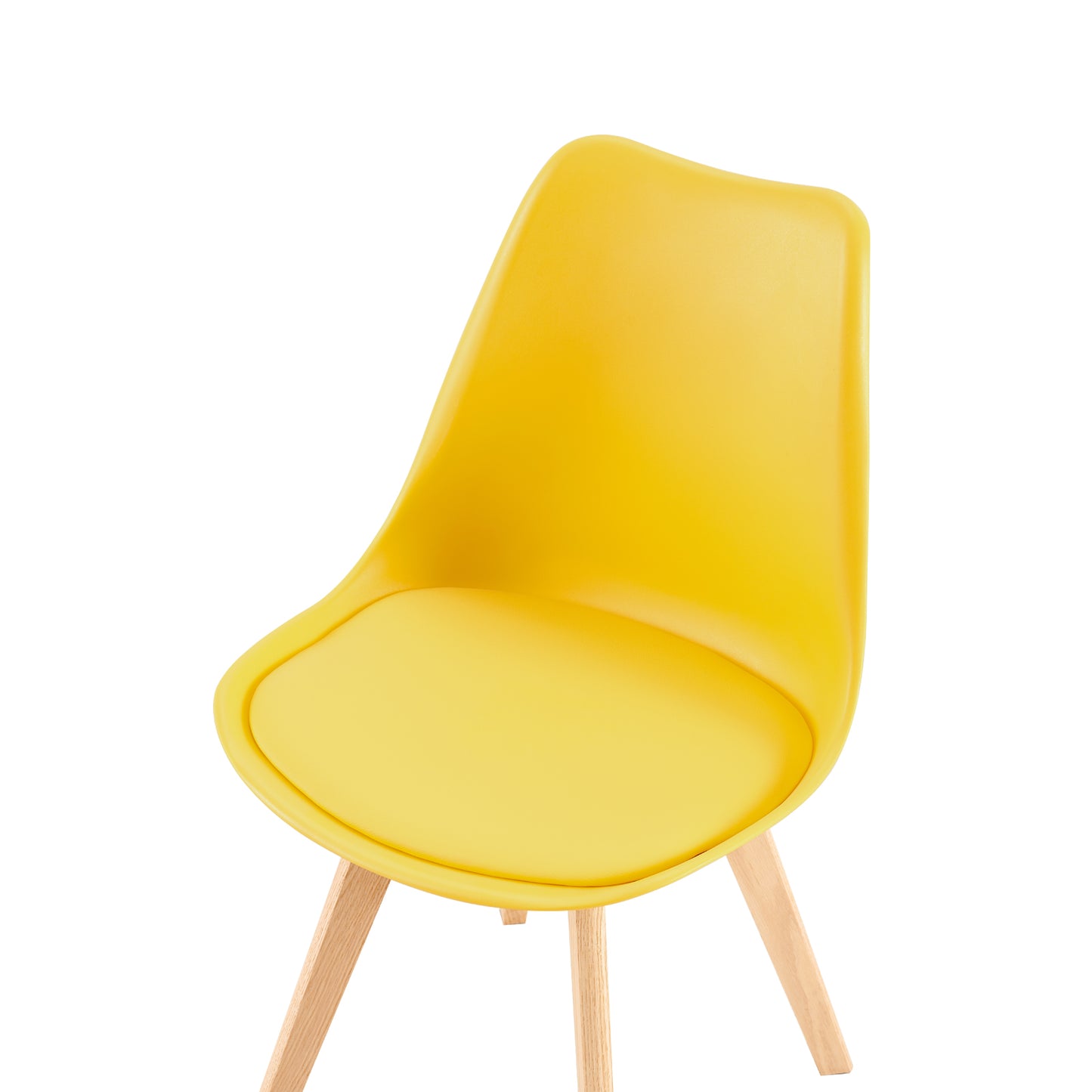 Sedia laterale imbottita con gambe in rovere (set da 2/4) Tulip-Yellow/Lake Blue