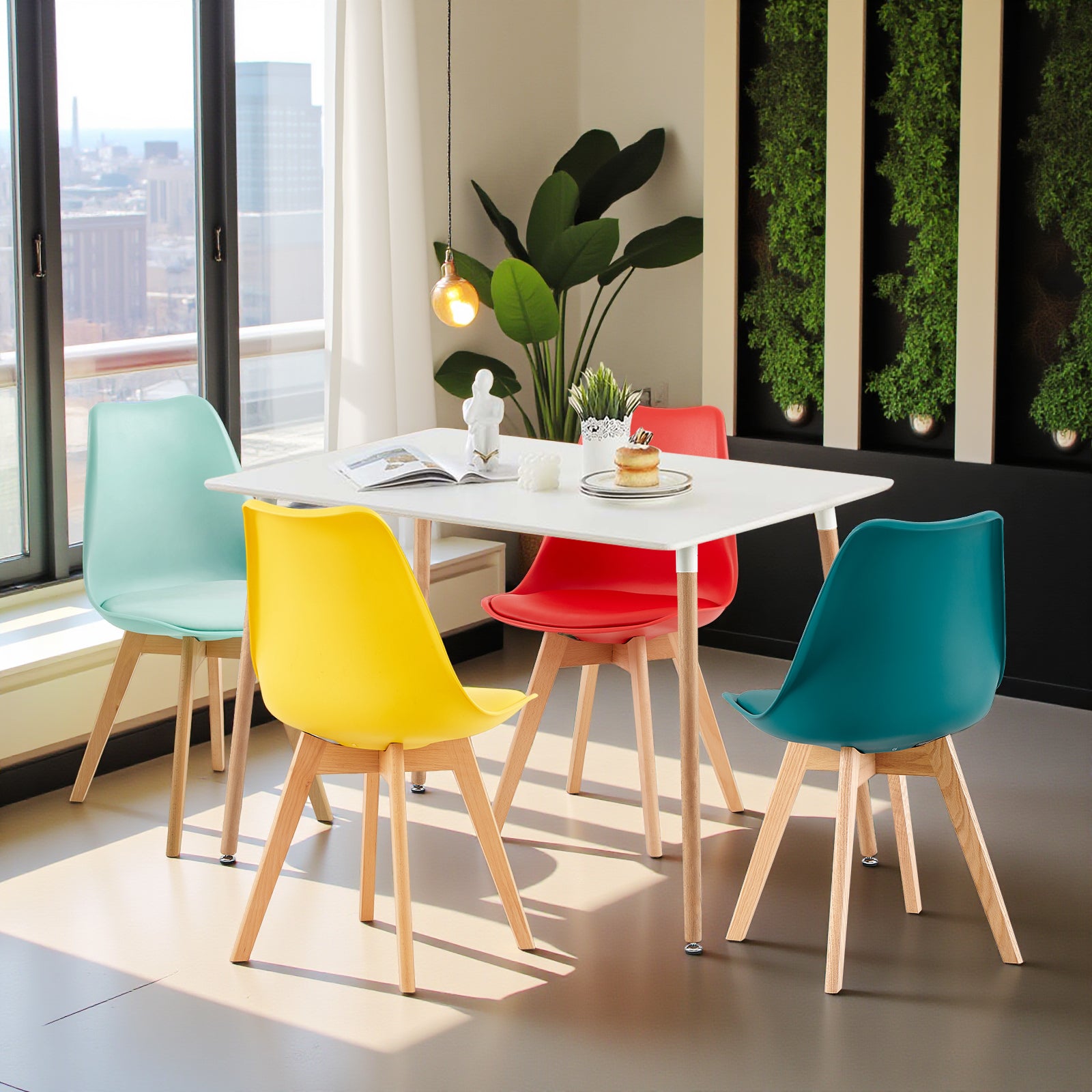 Modern Tulip Dining Chairs Set of 4 Colorful Set with Comfortable
