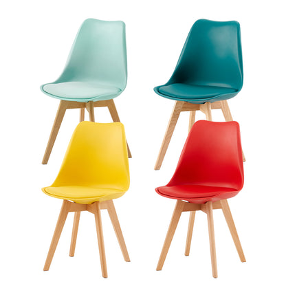 Modern Tulip Dining Chairs Set of 4 Colorful Set with Comfortable Foam Cushions