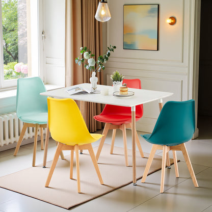 TULIP Mixed-color Dining Chairs and a Rectangular Dining Table, Suitable for 4-6 people