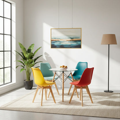 Modern Tulip Dining Chairs Mix Color and Glass Round Dining Tables