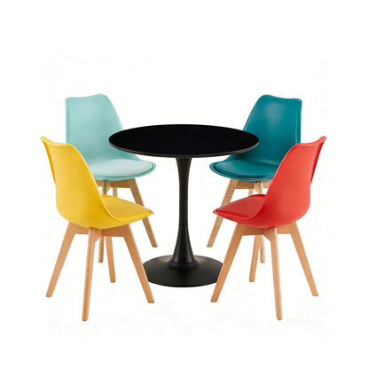 TULIP Chair Mix Color Set of 4 and Trestle Dining Table 80cm