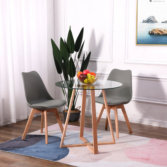TULIP Dining Chair With Beech Legs -Black/Grey/White Set of 2