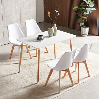 New Dining Chair Set of 4 with Beech Legs PET Material-White-TULIP