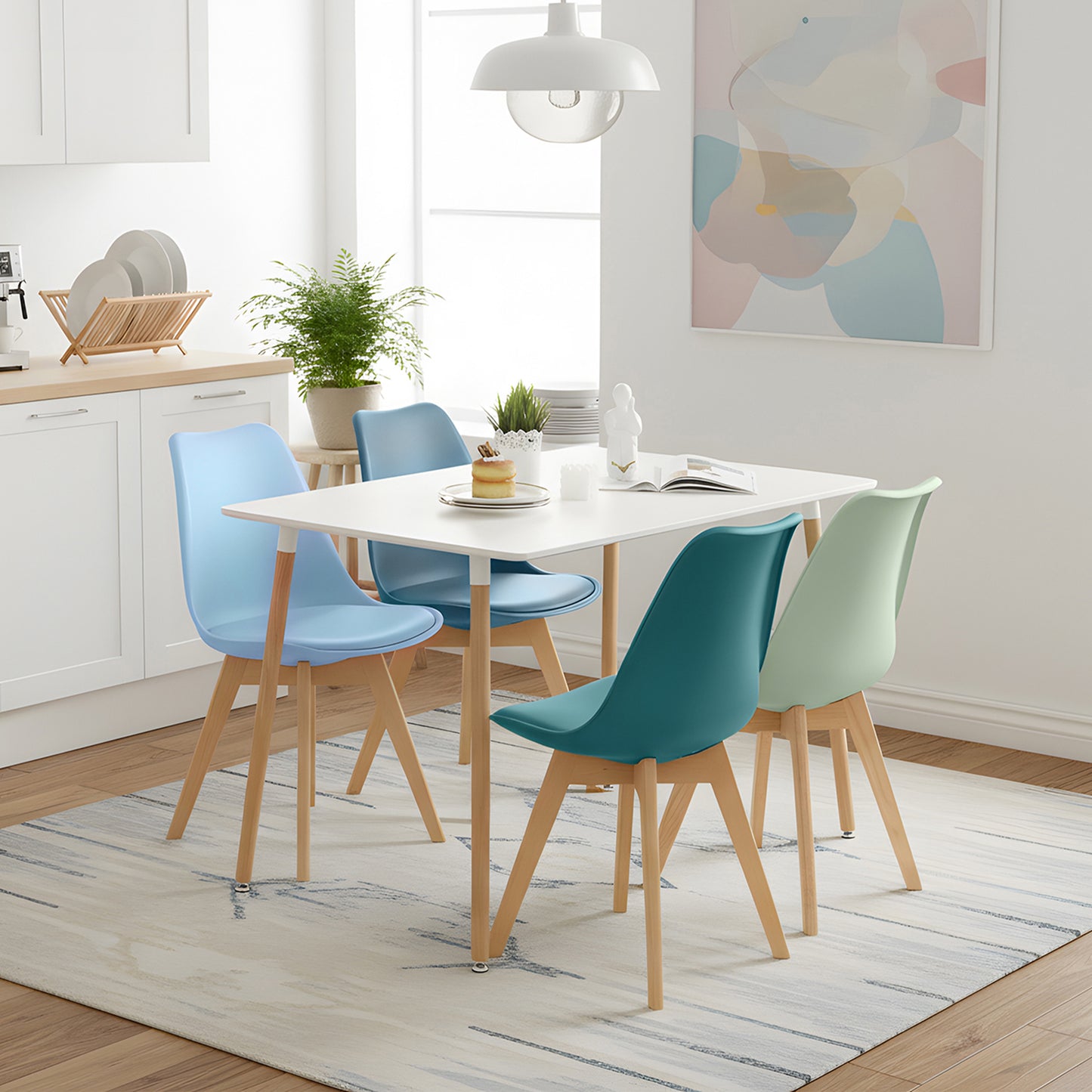 TULIP Soft Color Combination Chair and SAGE Rectangular Dining Table