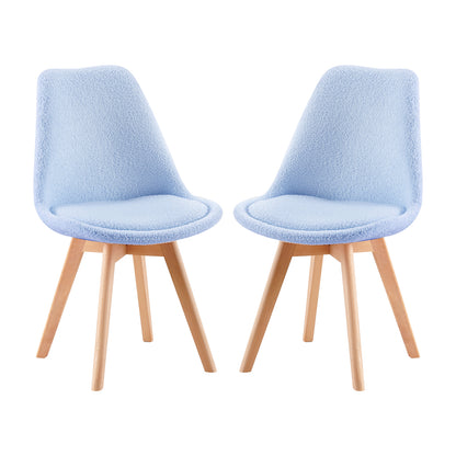 Sherpa Upholstered Side Dining Chair (Set of 1/2/4) - White/Pink/Light Blue-TULIP