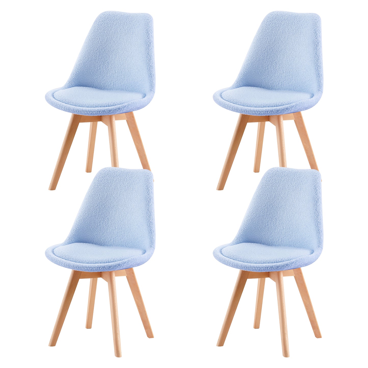 Sherpa Upholstered Side Dining Chair (Set of 1/2/4) - White/Pink/Light Blue-TULIP