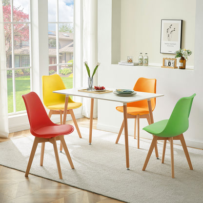 TULIP Mixed-color Dining Chairs and a Rectangular Dining Table, Suitable for 4-6 people