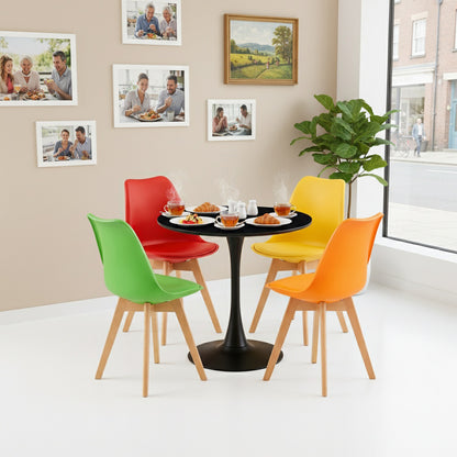TULIP Chair Mix Color Set of 4 and Trestle Dining Table 80cm