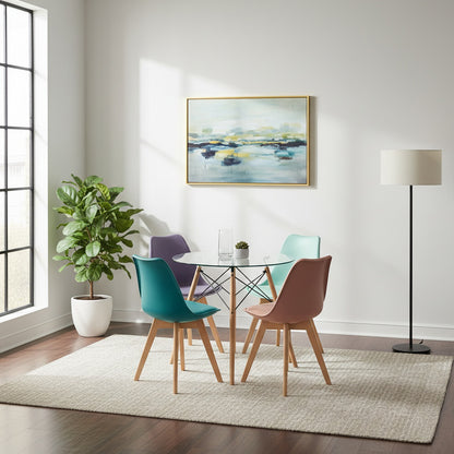 Modern Tulip Dining Chairs Mix Color and Glass Round Dining Tables