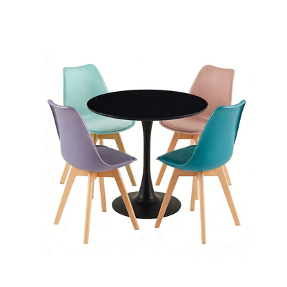 TULIP Chair Mix Color Set of 4 and Trestle Dining Table 80cm