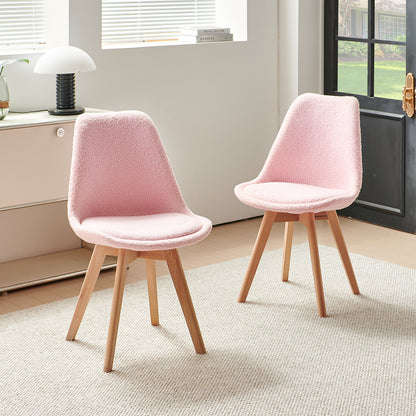 Sherpa Upholstered Side Dining Chair (Set of 1/2/4) - White/Pink/Light Blue-TULIP