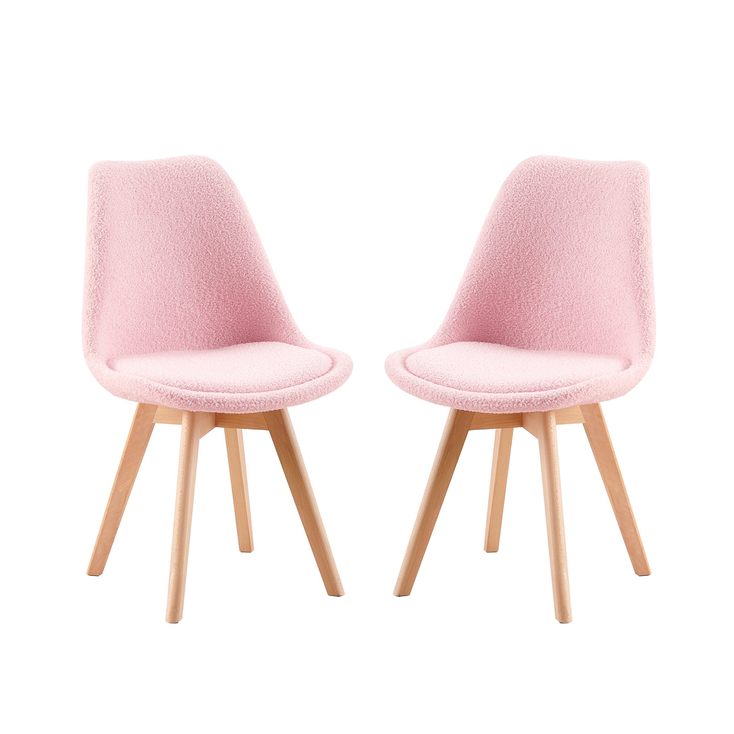 Sherpa Upholstered Side Dining Chair (Set of 1/2/4) - White/Pink/Light Blue-TULIP